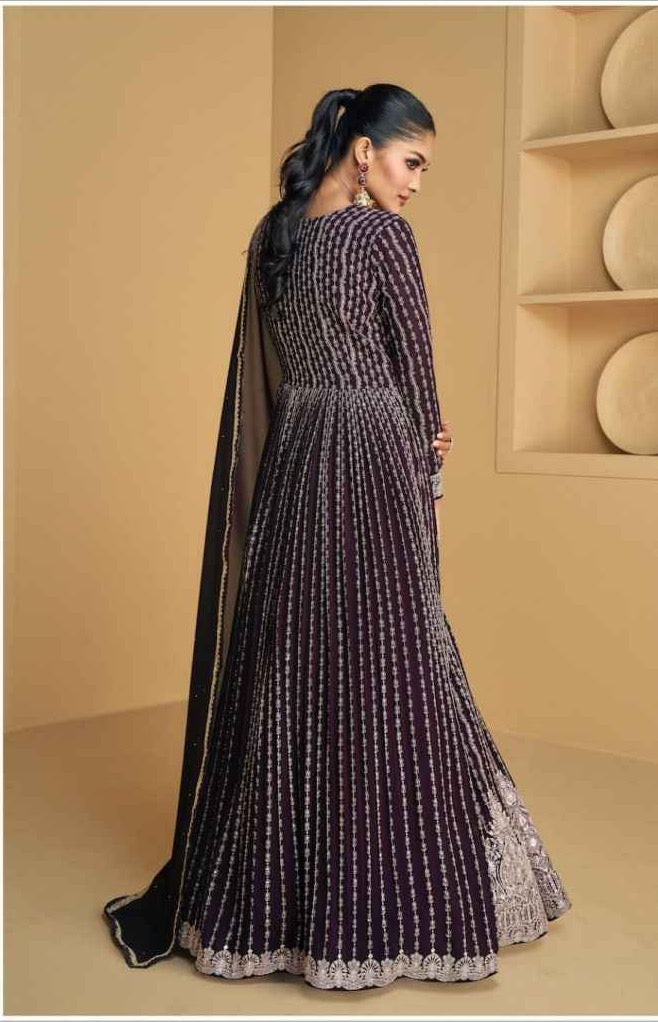 Designer wine color gown