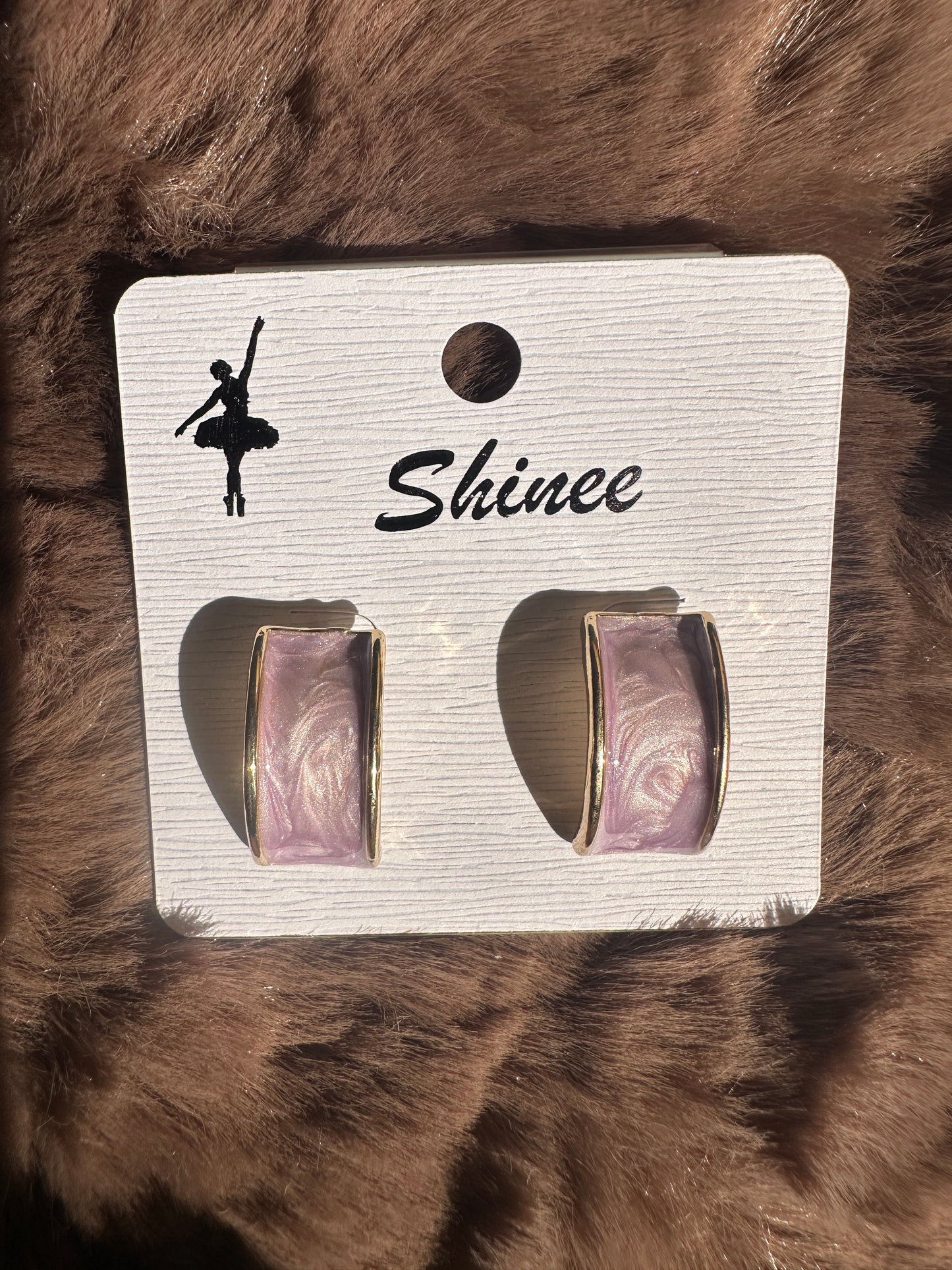 Pink enamel earring