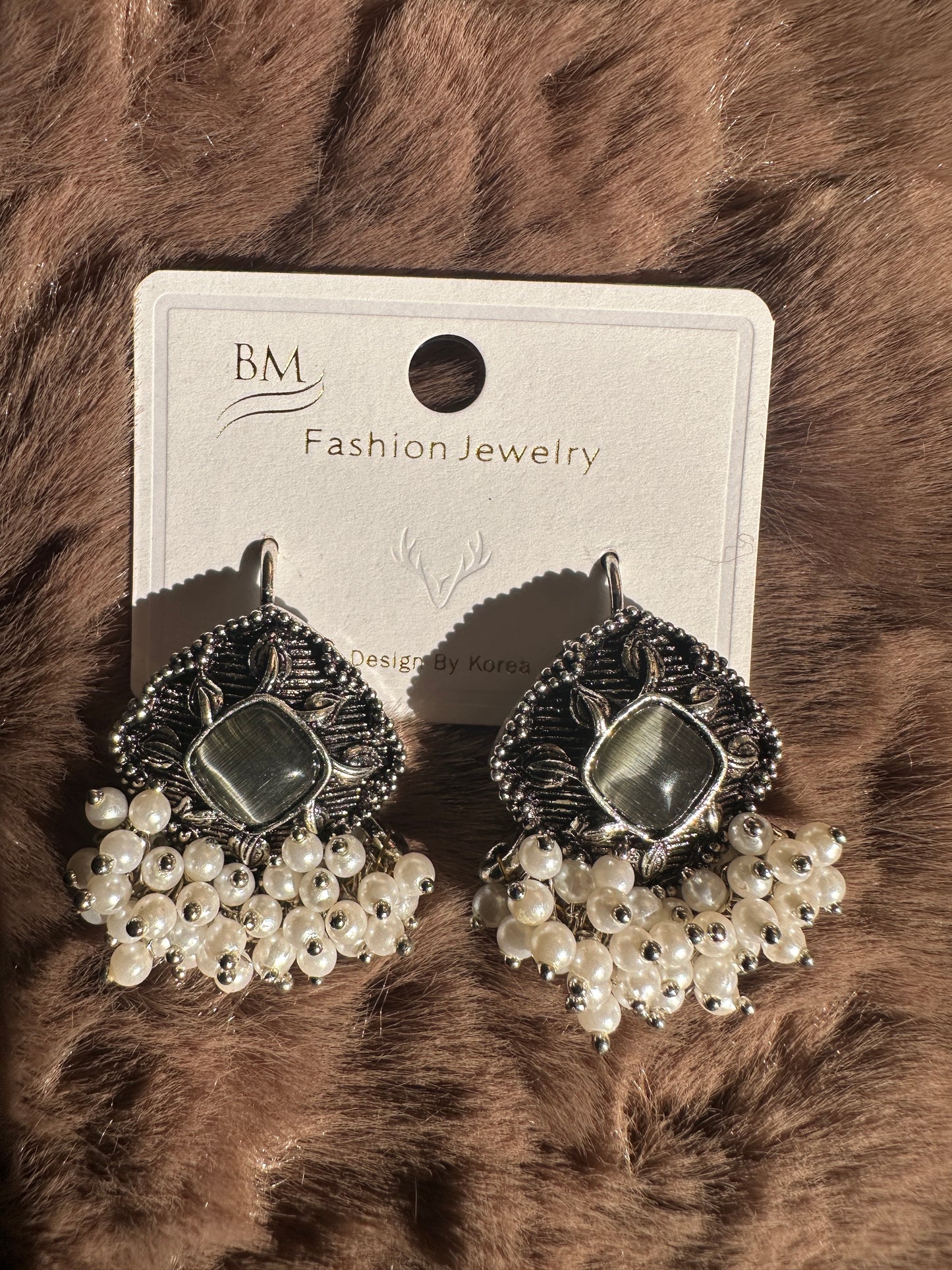 Gray Oxidized earrings