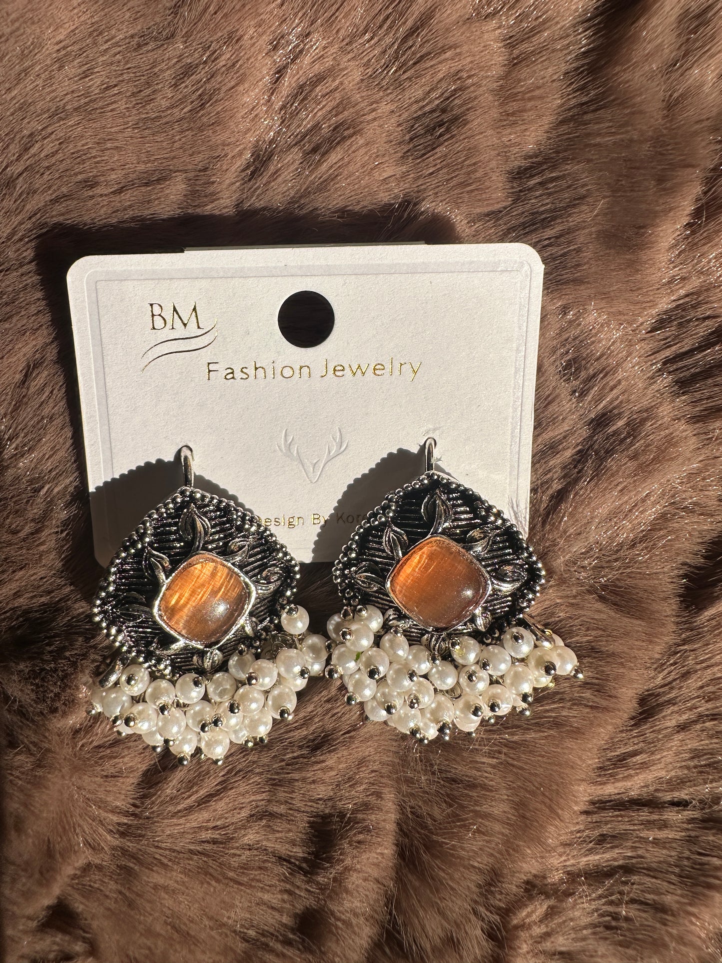 light brown Oxidized earrings
