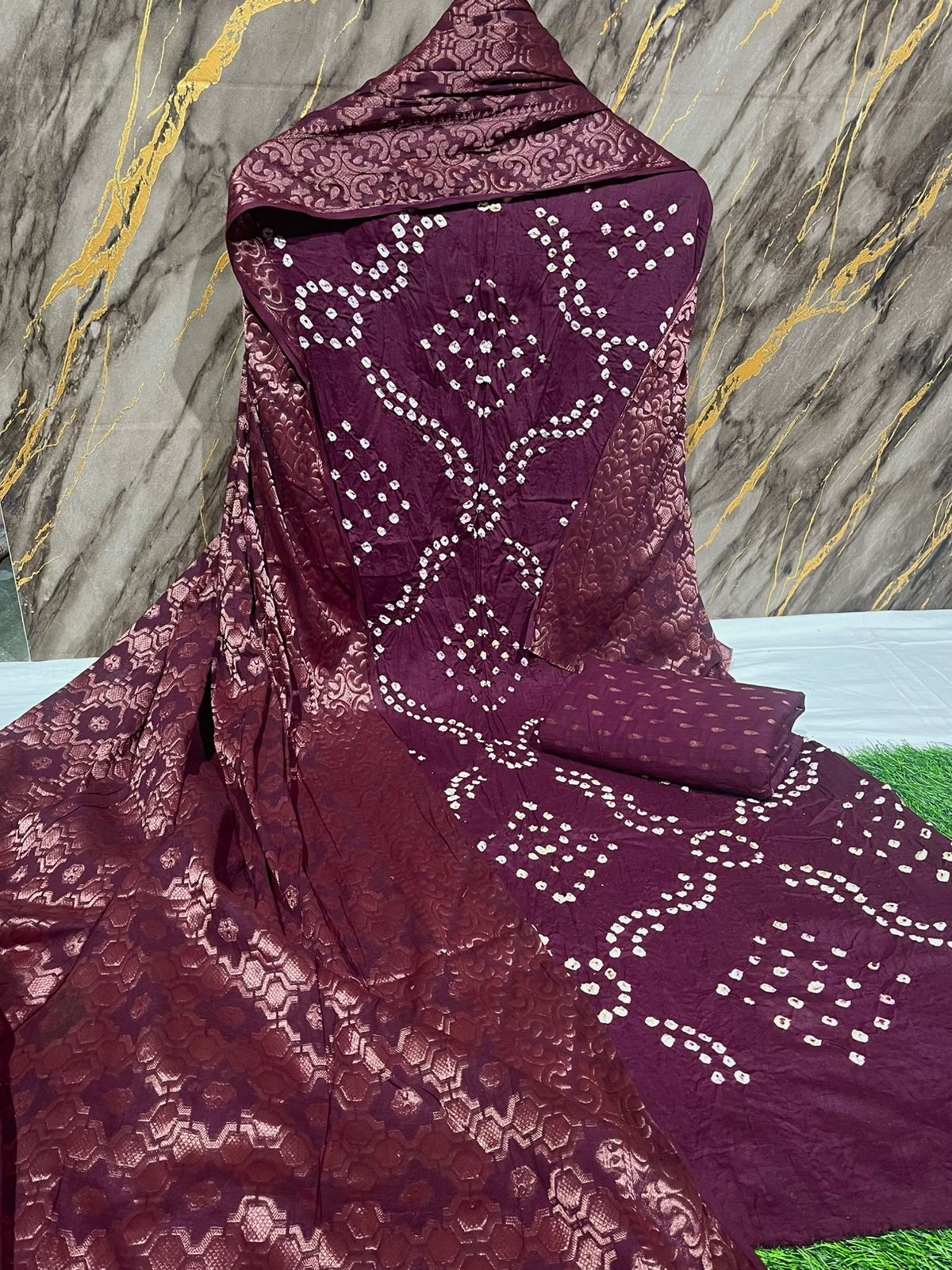 Red Bandini dress material