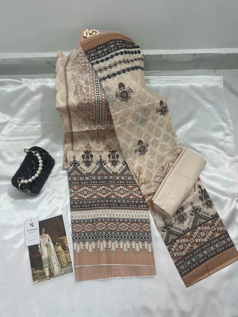 Peach color Lawn Cotton