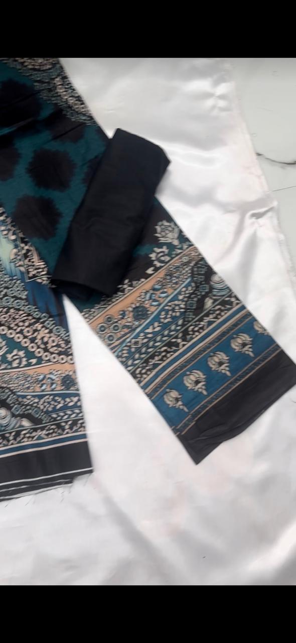 Black and blue lawn cotton