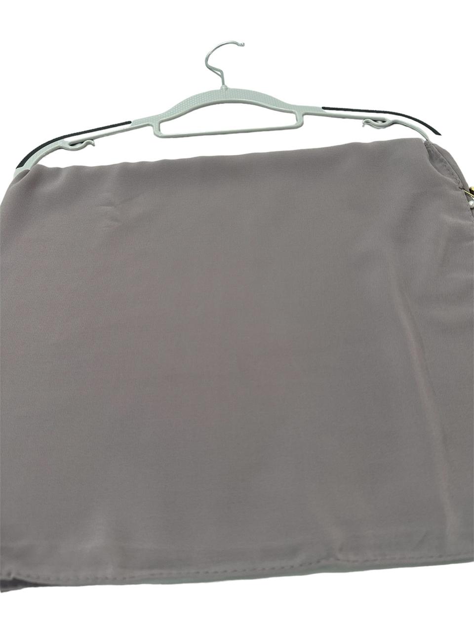 Gray color georgette solid plain scarf with pearl heart latkan