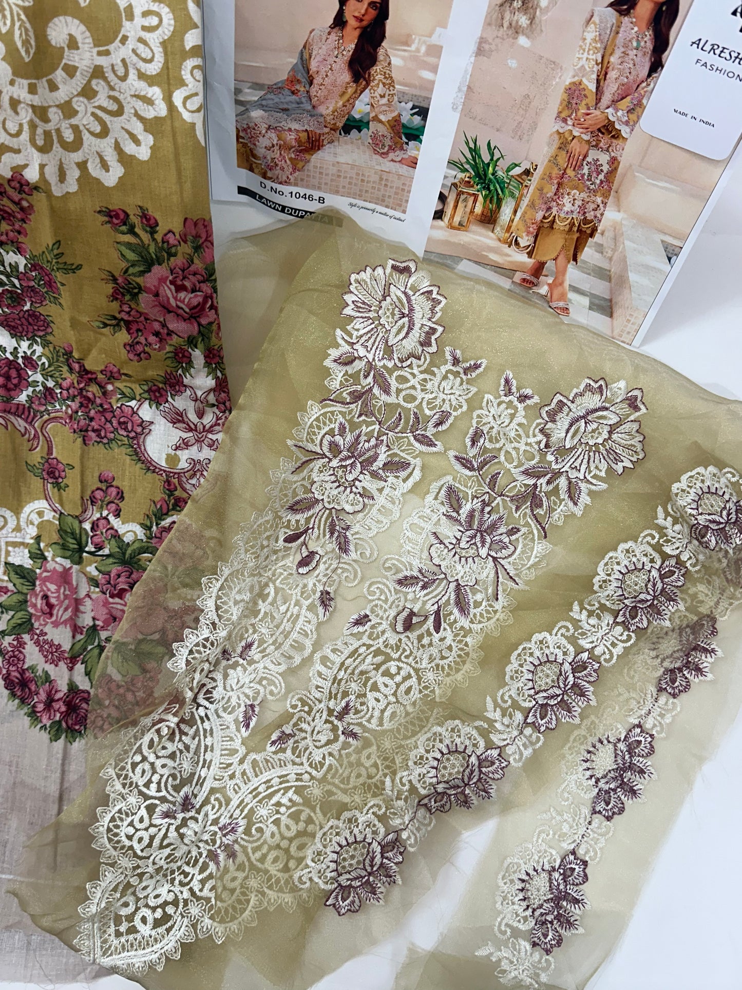 lawn cotton dress with embroidery patches