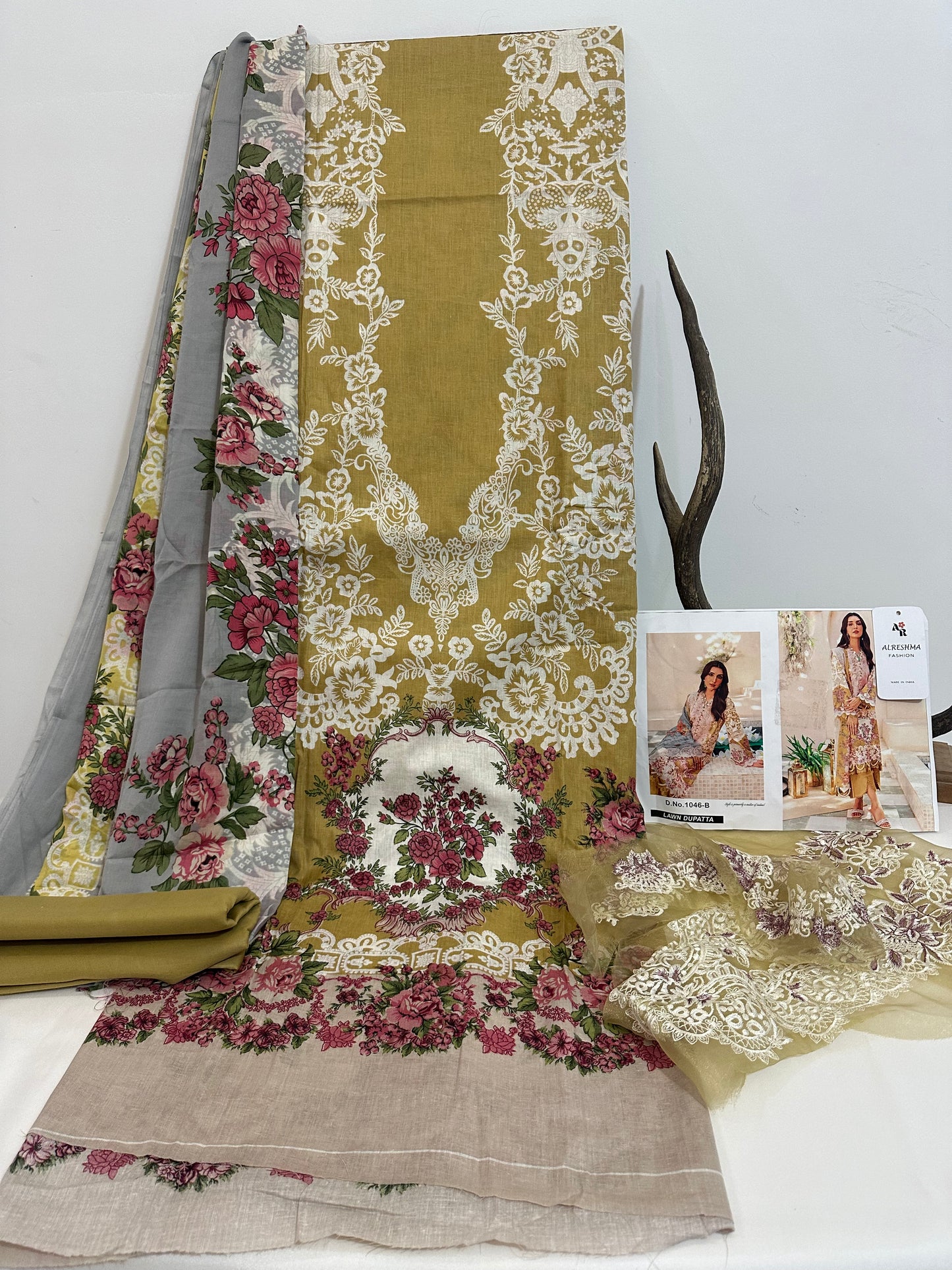 lawn cotton dress with embroidery patches