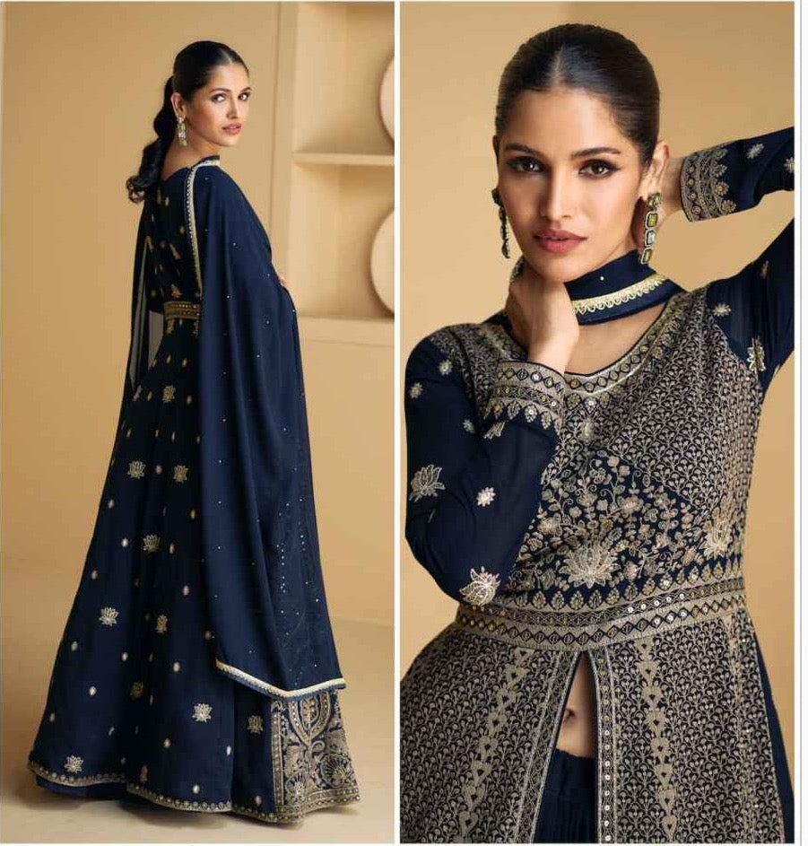 Designer  navy blue bottom as skirt