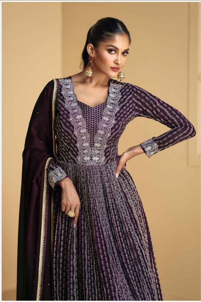 Designer wine color gown