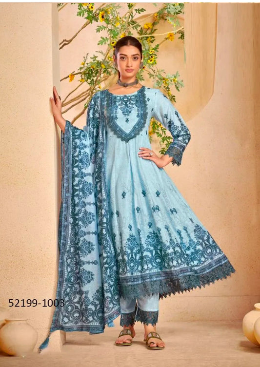 Anarkali Mul Mul cotton with digital print