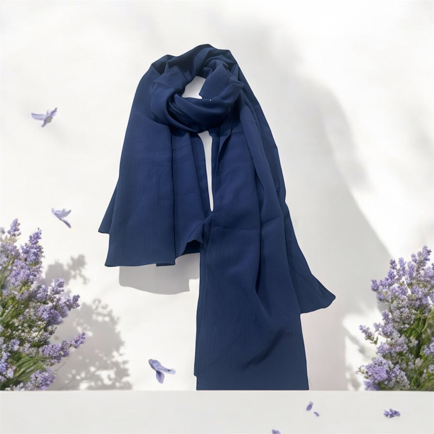 Blue color Premium quality Wrinkle Ironless crinkled hijab