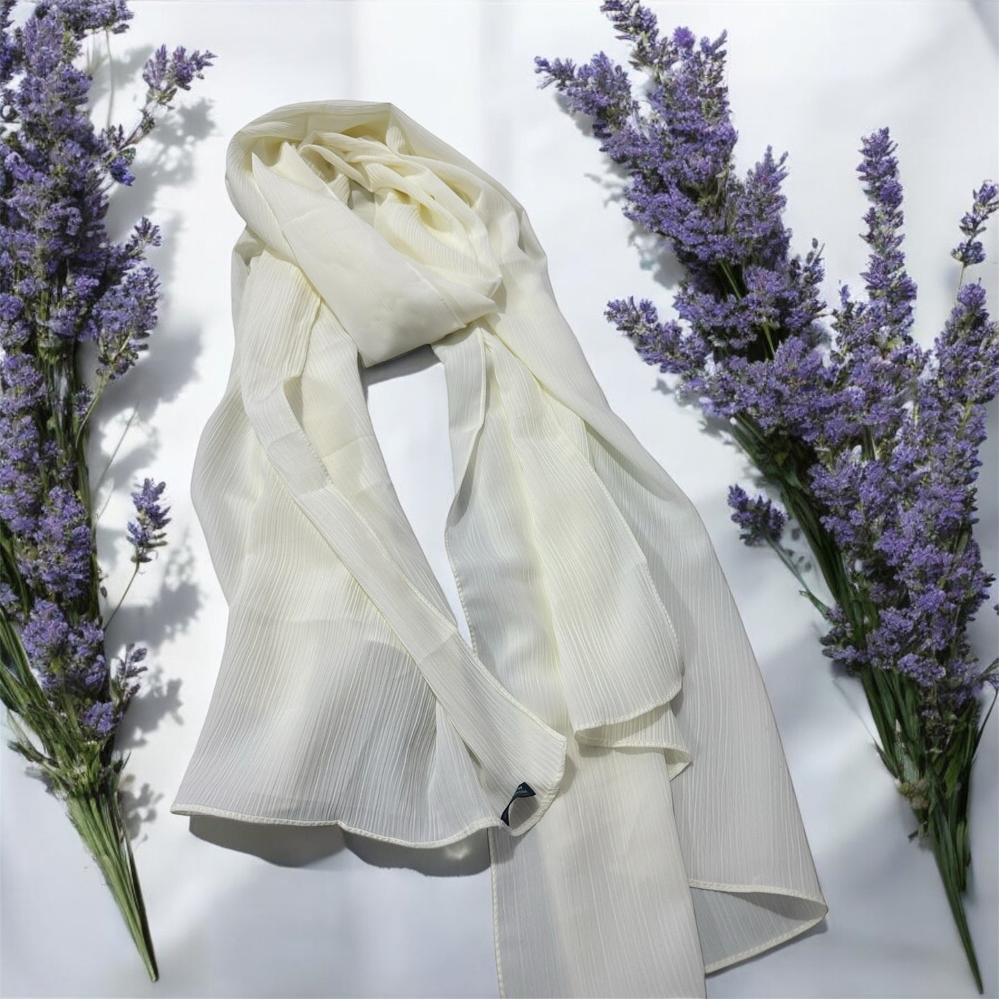Cream white color Premium quality Wrinkle Ironless crinkled hijab