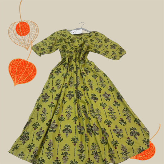 Green floral gown