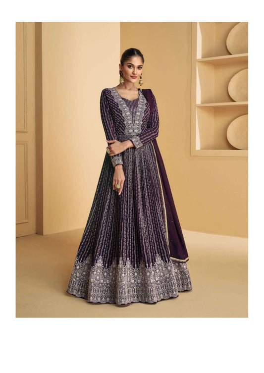 Designer wine color gown
