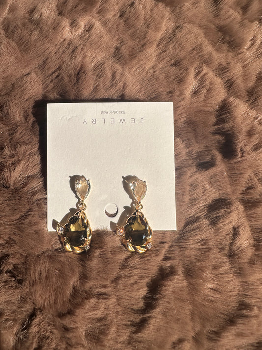 Green Dazzle drop stone earing