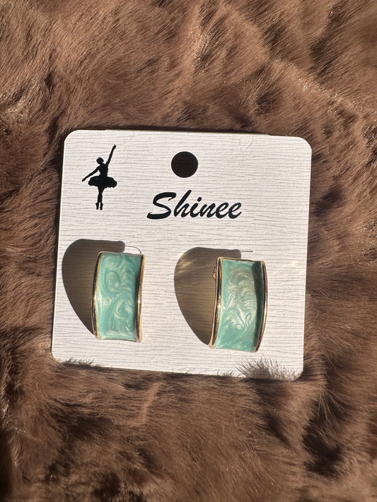 Blue enamel earring