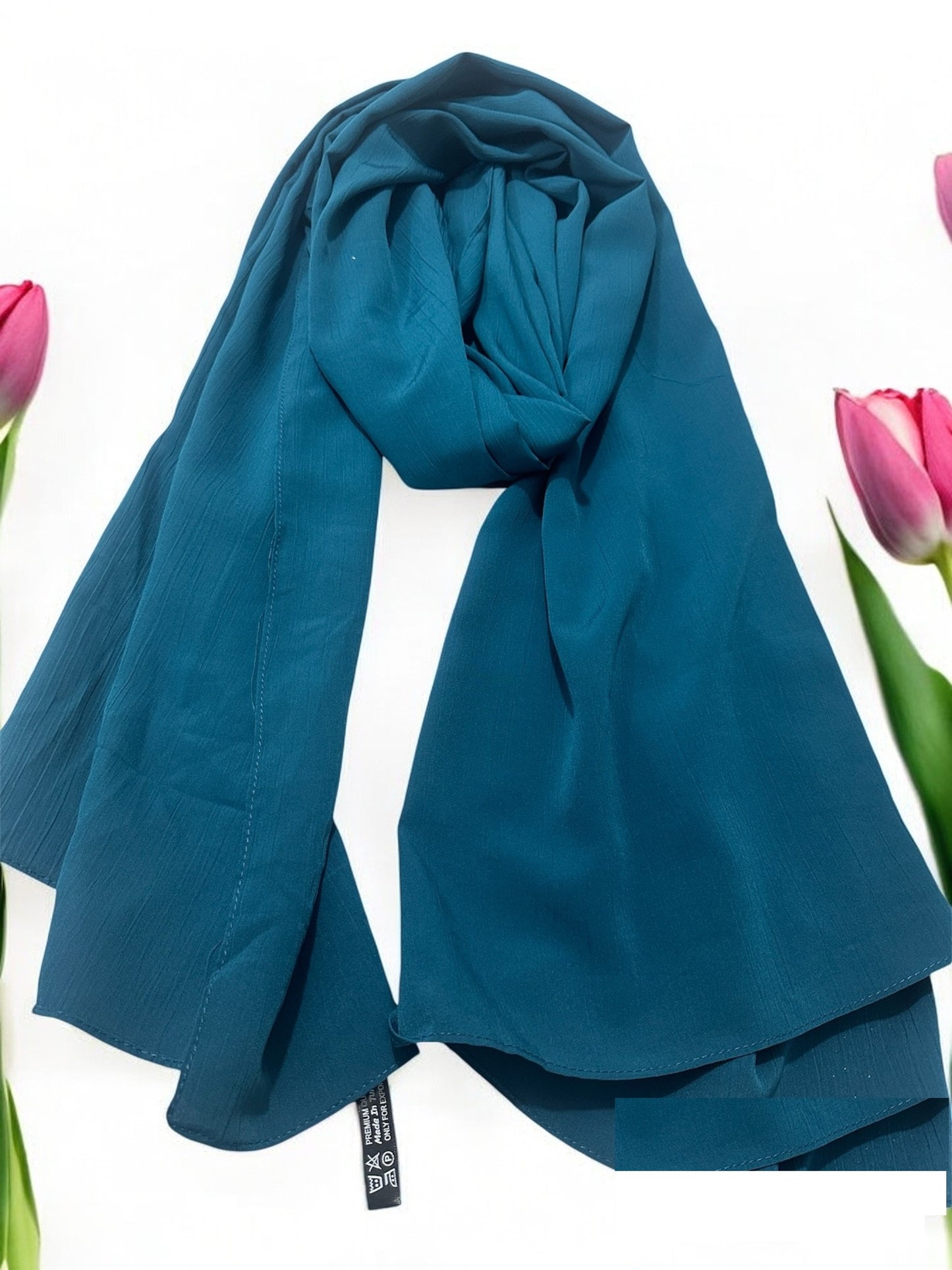 Teal color Premium Wrinkle Ironless crinkled hijab