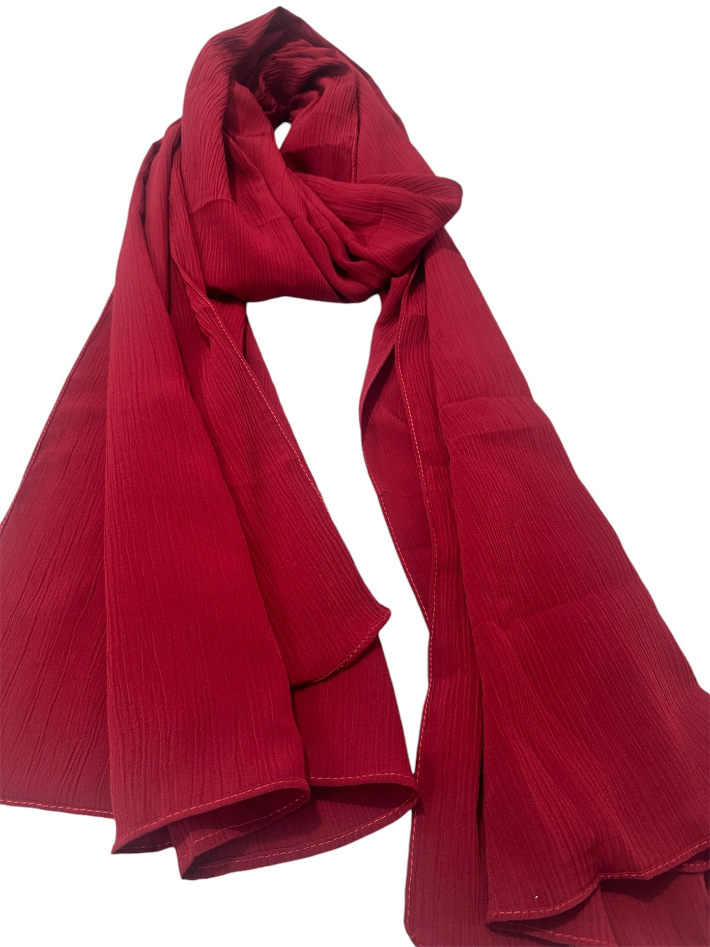 Maroon red color Premium quality Wrinkle Ironless crinkled hijab