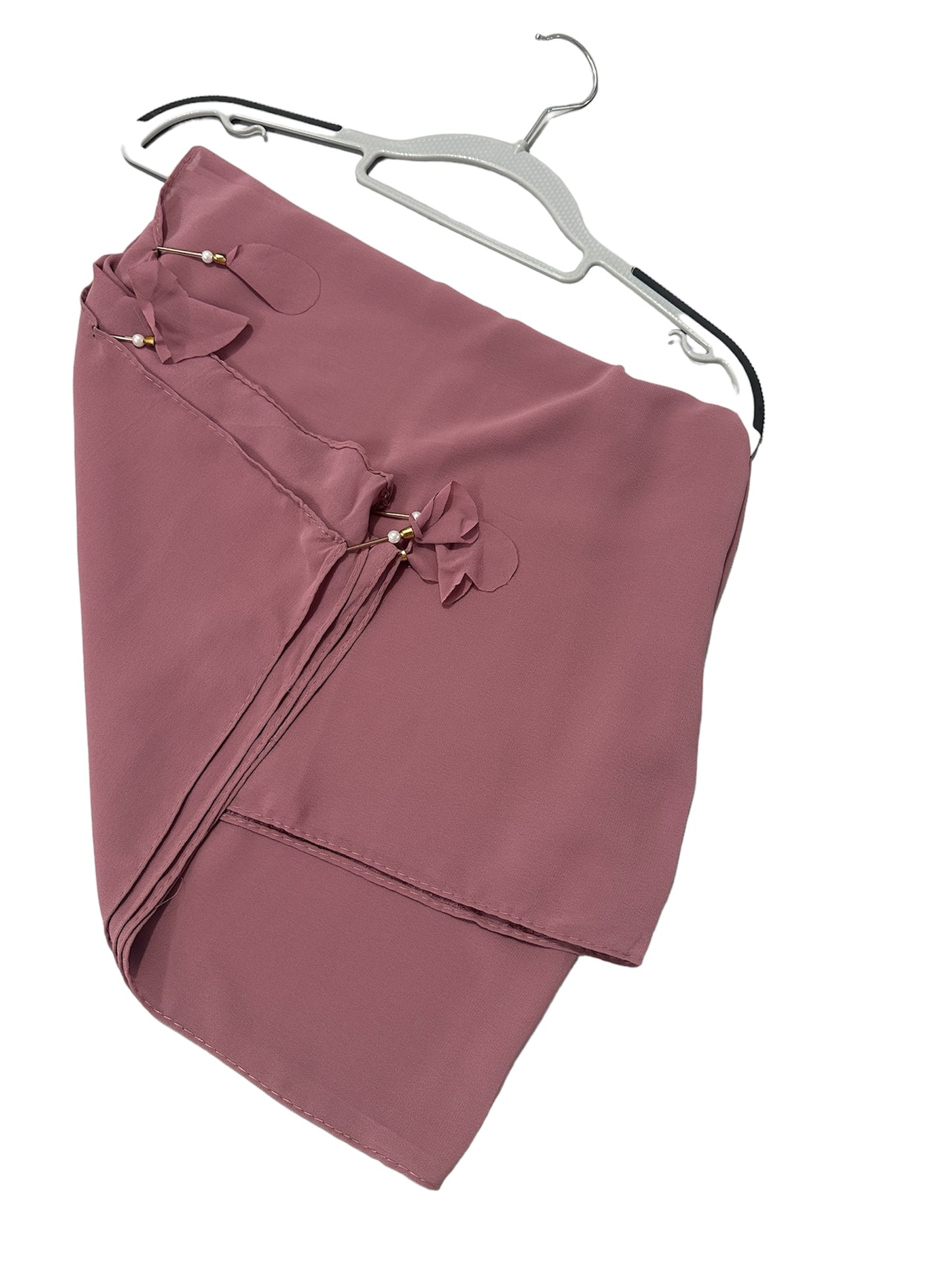 Light  color georgette solid plain scarf with pearl heart latkan