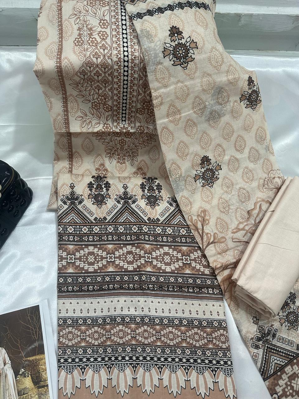 Peach color Lawn Cotton