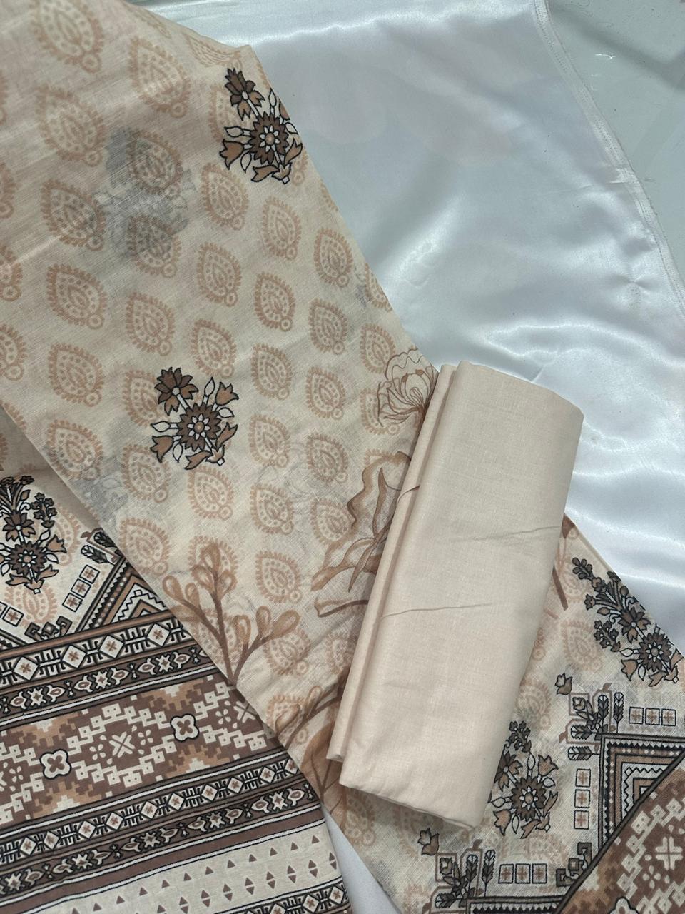 Peach color Lawn Cotton
