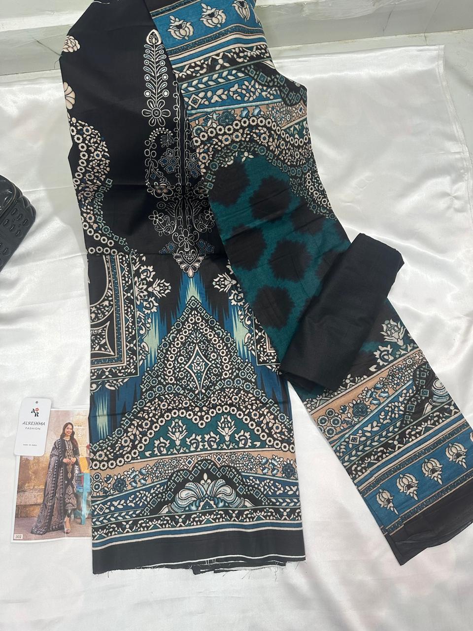 Black and blue lawn cotton