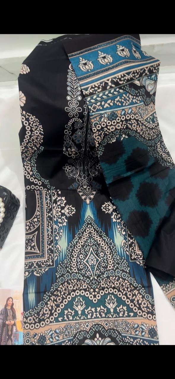 Black and blue lawn cotton