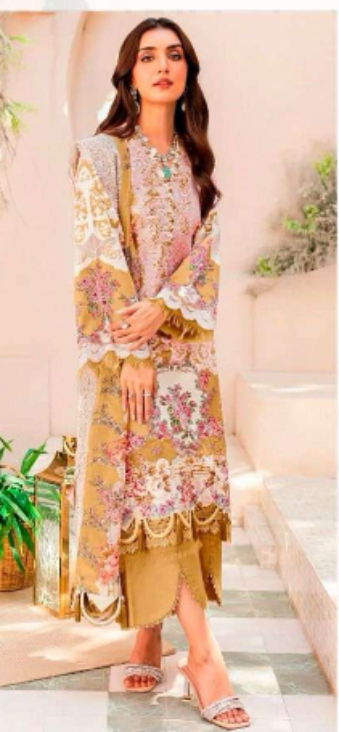 lawn cotton dress with embroidery patches