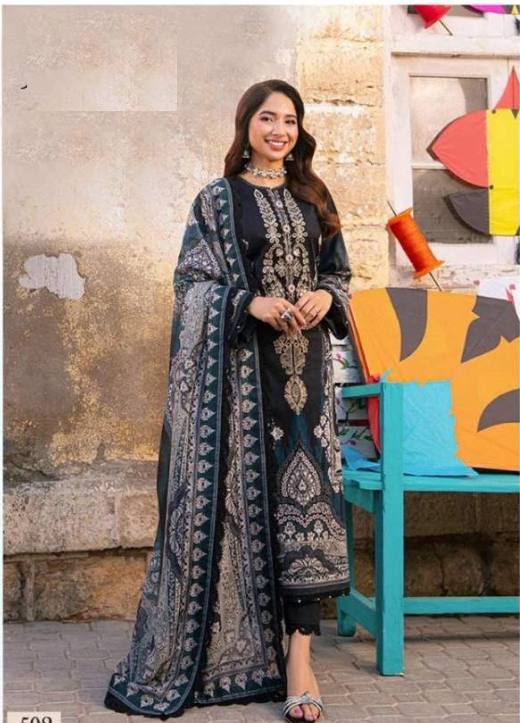 Black and blue lawn cotton