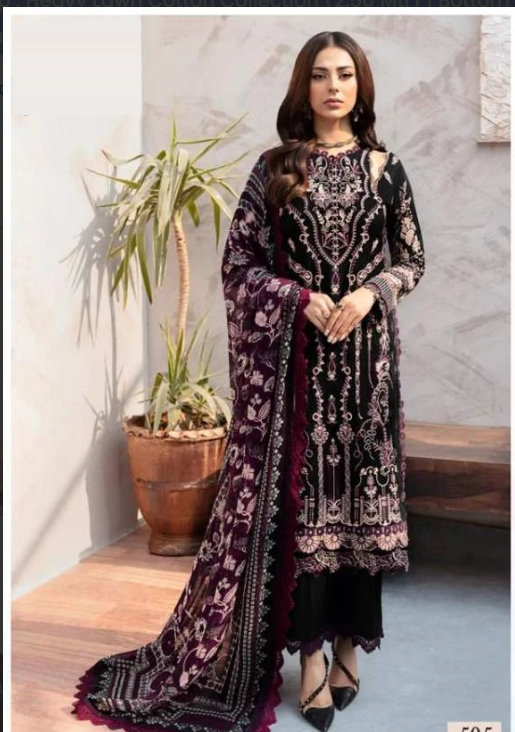 Black and purple Lawn cotton