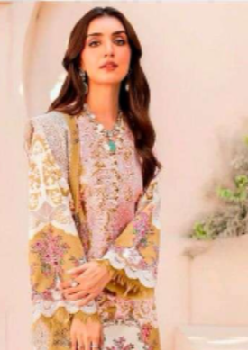 lawn cotton dress with embroidery patches
