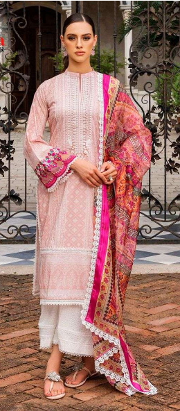 lawn cotton dress with embroidery patches